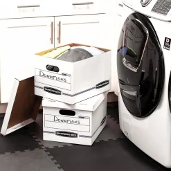 File Storage|Bankers Box® Bankers Box Stor/File 60% Recycled Corrugated File Box Lift Off Lid, Letter/Legal Size, White/Blue, 6/Pack (57036-04)