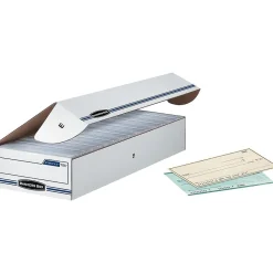 File Storage|Bankers Box® Bankers Box Stor/File Basic Duty Storage Boxes, Check Size, White/Blue, 12/Carton (00706)