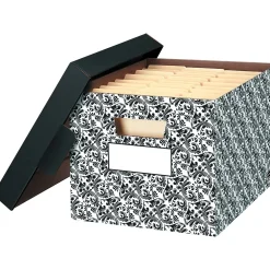 File Storage|Bankers Box® Stor/File Medium Duty Recycled FastFold Corrugated File Box with Lift Off lid, Letter/Legal Size, Brocade