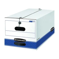 File Storage|Bankers Box® Bankers Box Stor/File Medium Duty 65% Recycled Corrugated File Box, Letter Size, White/Blue, 4/Carton (0070403)
