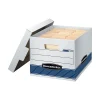 File Storage|Bankers Box® Bankers Box Stor/File™ Medium-Duty FastFold File Storage Boxes, Lift-Off Lid, Letter/Legal Size, White/Blue, 4/Carton (0078907)