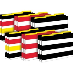 File Folders|Barker Creek Buffalo Plaid & Wide Stripes Legal-Size File Folders, Multi-Design Set, 18/Set (BC3908)
