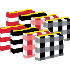 File Folders|Barker Creek Buffalo Plaid & Wide Stripes File Folder, 1/3-Cut Tab, Letter Size, Assorted, 24/Set (4396)