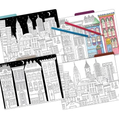 File Folders|Barker Creek Color Me! File Folder Set, 1/3-Cut Tab, Letter Size, Cityscapes, 12/Pack (2005)