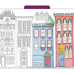 File Folders|Barker Creek Color Me! File Folder Set, 1/3-Cut Tab, Letter Size, Cityscapes, 12/Pack (2005)