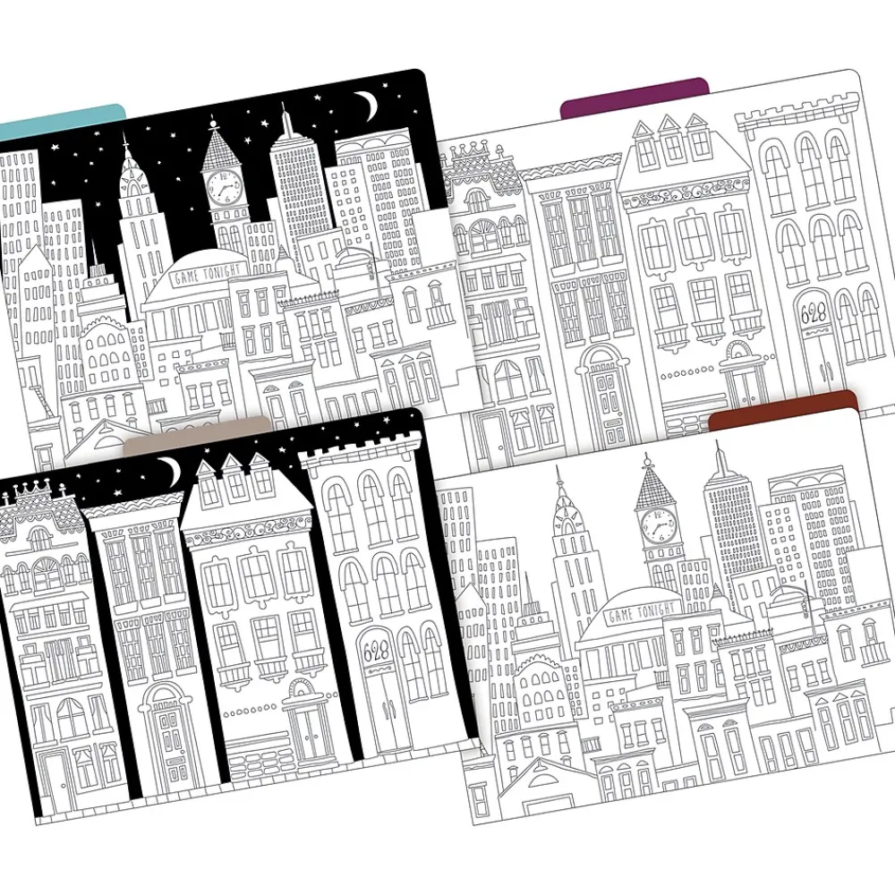 File Folders|Barker Creek Color Me! File Folder Set, 1/3-Cut Tab, Letter Size, Cityscapes, 36/Set (4381)