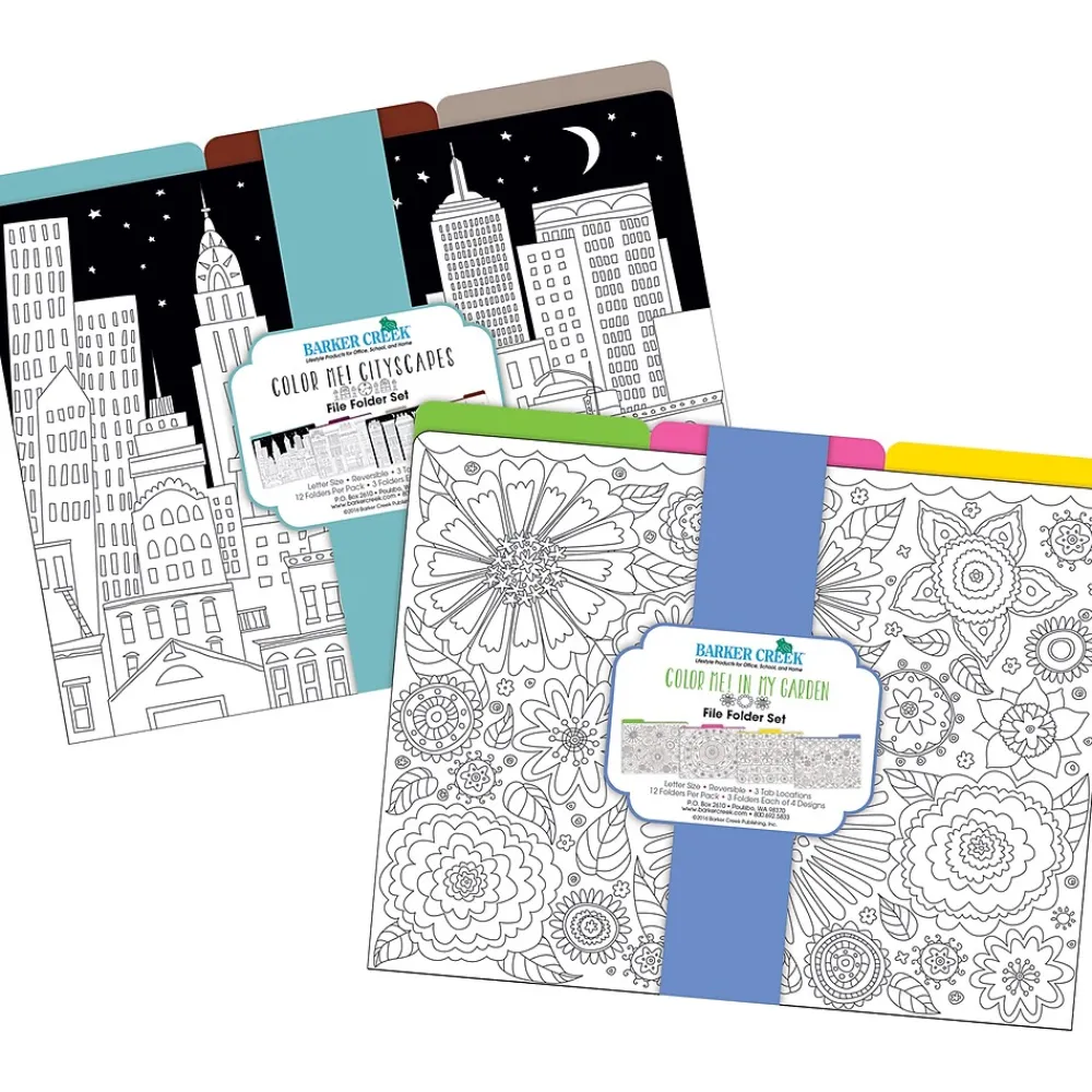 File Folders|Barker Creek Color Me! File Folder Set, 1/3-Cut Tab, Letter Size, 24/Set (4134)