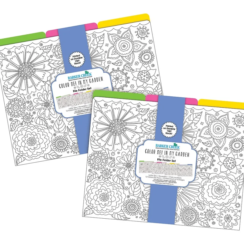 File Folders|Barker Creek Color Me! File Folder Set, 1/3-Cut Tab, Letter Size, In My Garden, 24/Set (4386)