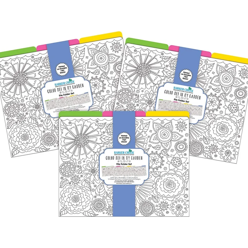 File Folders|Barker Creek Color Me! File Folder Set, 1/3-Cut Tab, Letter Size, In My Garden, 36/Set (4387)