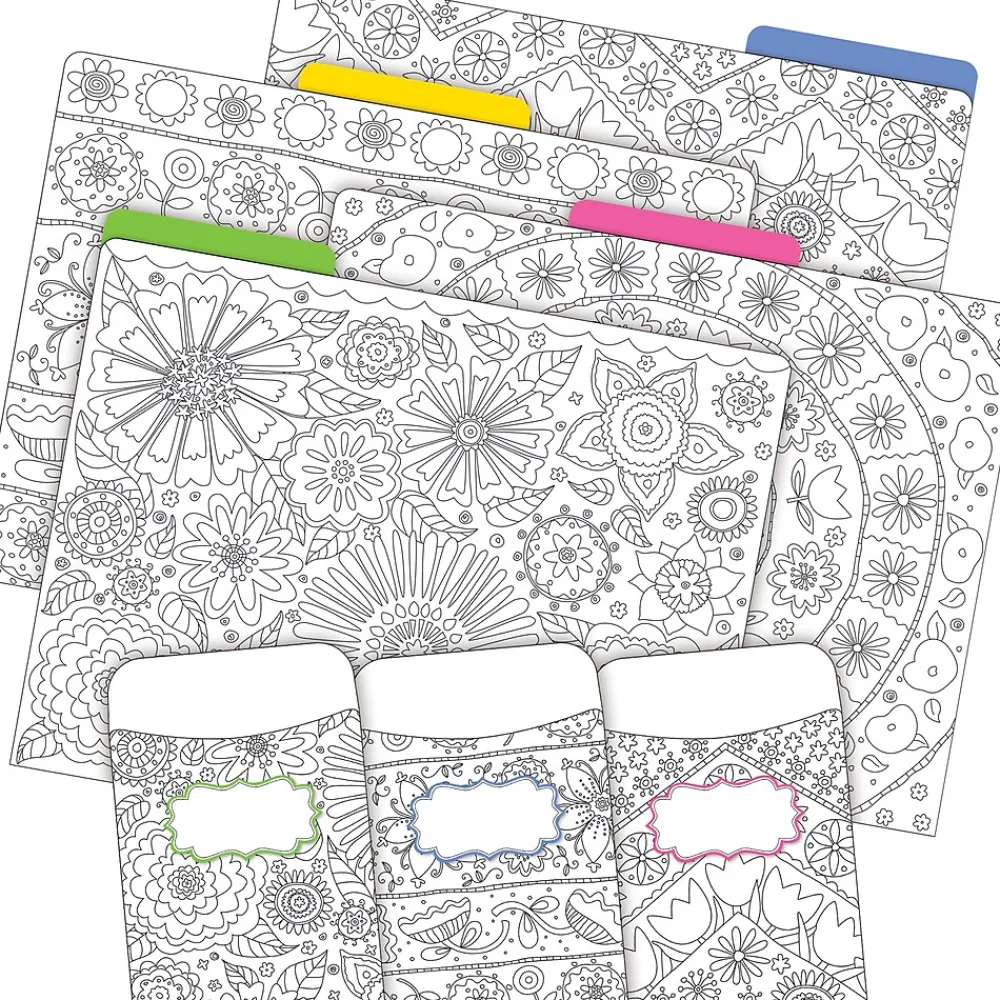 File Folders|Barker Creek Color Me! Folder & Pocket Set, 1/3-Cut Tab, Letter Size, In My Garden, 42/Set (4409)