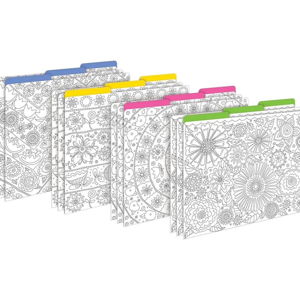 File Folders|Barker Creek Color Me! Folder & Pocket Set, 1/3-Cut Tab, Letter Size, In My Garden, 42/Set (4409)