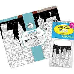 File Folders|Barker Creek Color Me! Folder & Pocket Set, 1/3-Cut Tab, Letter Size, Cityscapes, 42/Set (4414)