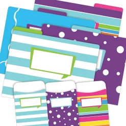 File Folders|Barker Creek Folder & Pocket Set, 1/3-Cut Tab, Letter Size, Multicolored, 42/Set (4412)