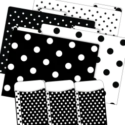 File Folders|Barker Creek Folder & Pocket Set, 1/3-Cut Tab, Letter Size, Black & White Dots, 42/Set (4417)