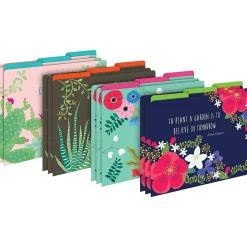 File Folders|Barker Creek Folder & Pocket Set, 1/3-Cut Tab, Letter Size, Petals & Prickles, 42/Set (4418)