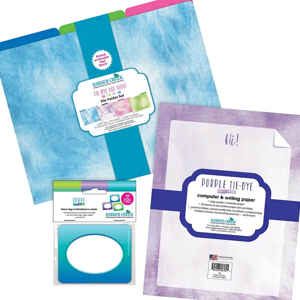 File Folders|Barker Creek Purple Ombré File Folder, 1/3-Cut Tab, Letter Size, Assorted, 107/Set (154)