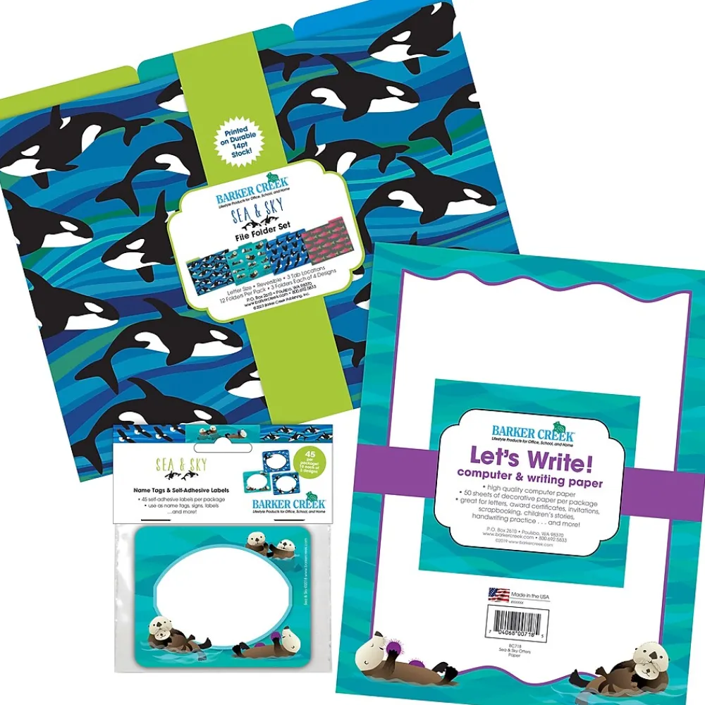File Folders|Barker Creek Sea & Sky Otters File Folder, 1/3-Cut Tab, Letter Size, Assorted, 107/Set (146)