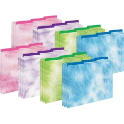 File Folders|Barker Creek Tie-Dye and Ombré File Folders, 3-Tab, Letter Size, Assorted, 24/Set (4325)