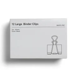 Clips & Fasteners|BASELINE™ BASELINE Large Binder Clips, 1" Capacity, Black, 12 Clips/Pack (BL58122)