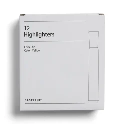 Highlighters|BASELINE™ Baseline Tank Highlighters, Chisel Tip, Yellow, Dozen (BL58170)