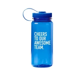 Baudville "Awesome Team" Plastic Water Bottle, 21 oz., Translucent Blue/White (91575)