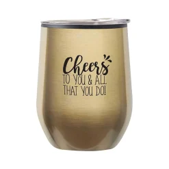 Cheers! Cheers to You Wine Tumbler, Gold Metallic, 12 oz. (79956)<Baudville Best