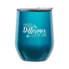 Cheers! Making a Difference Wine Tumbler, Blue Metallic, 12 oz., 10/Pack (79955A)<Baudville Hot