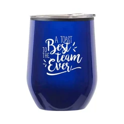 Cheers! Wine Tumbler, Blue Metallic, 12 oz., 10/Pack (79954A)<Baudville New