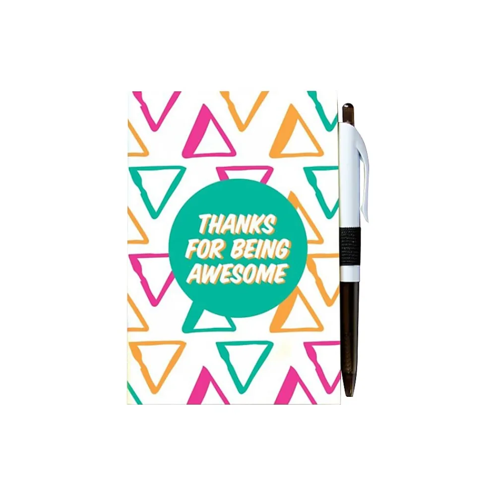 Journals|Baudville Colorific Value Thanks for Being Awesome Journal with Pen, 4" x 6", Ruled, Multicolor, 5/Pack (94105P5)