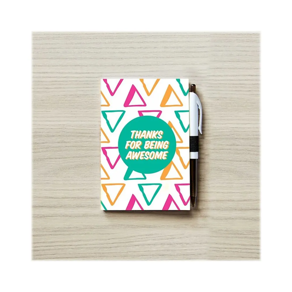 Journals|Baudville Colorific Value Thanks for Being Awesome Journal with Pen, 4" x 6", Ruled, Multicolor, 5/Pack (94105P5)