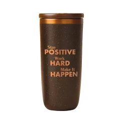 Cosmic Copper Stay Positive & Work Hard Coffee Tumbler, Brown/Copper, 16 Oz. (93548)<Baudville Sale