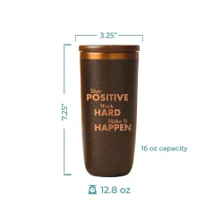 Cosmic Copper Stay Positive & Work Hard Coffee Tumbler, Brown/Copper, 16 Oz. (93548)<Baudville Sale