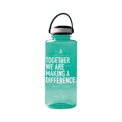 Baudville Drink it Up! "Making a Difference" Plastic Water Bottle, 36 oz., Green, 2/Pack (1396376P231)