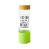 Baudville "Making a Difference" Glass Water Bottle, 22 oz., Green/Bamboo (139570331)