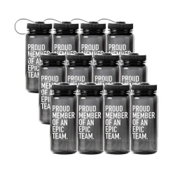 Baudville "Proud Member Of An Epic Team" Plastic Water Bottle, 21 oz., Black, 12/Pack (1391569P1231)