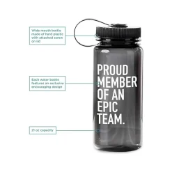 Baudville "Proud Member Of An Epic Team" Plastic Water Bottle, 21 oz., Black, 12/Pack (1391569P1231)