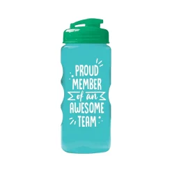 Baudville Quick Grip "Awesome Team" Plastic Water Bottle, 22 oz., Green, 3/Pack (1393279P331)