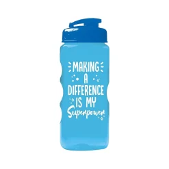 Baudville Quick Grip "Making A Difference" Plastic Water Bottle, 22 oz., Blue, 3/Pack (1393276P331)