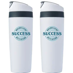 "Success, When Drive & Effort Meets Outcome" Plastic Double Wall Insulated, 16 oz., 2/Pack (1393267P231)<Baudville