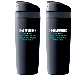 "Teamwork, Achieving More When We Work Together" Plastic Double Wall Insulated, 16 oz., 2/Pack (1393269P231)<Baudville New