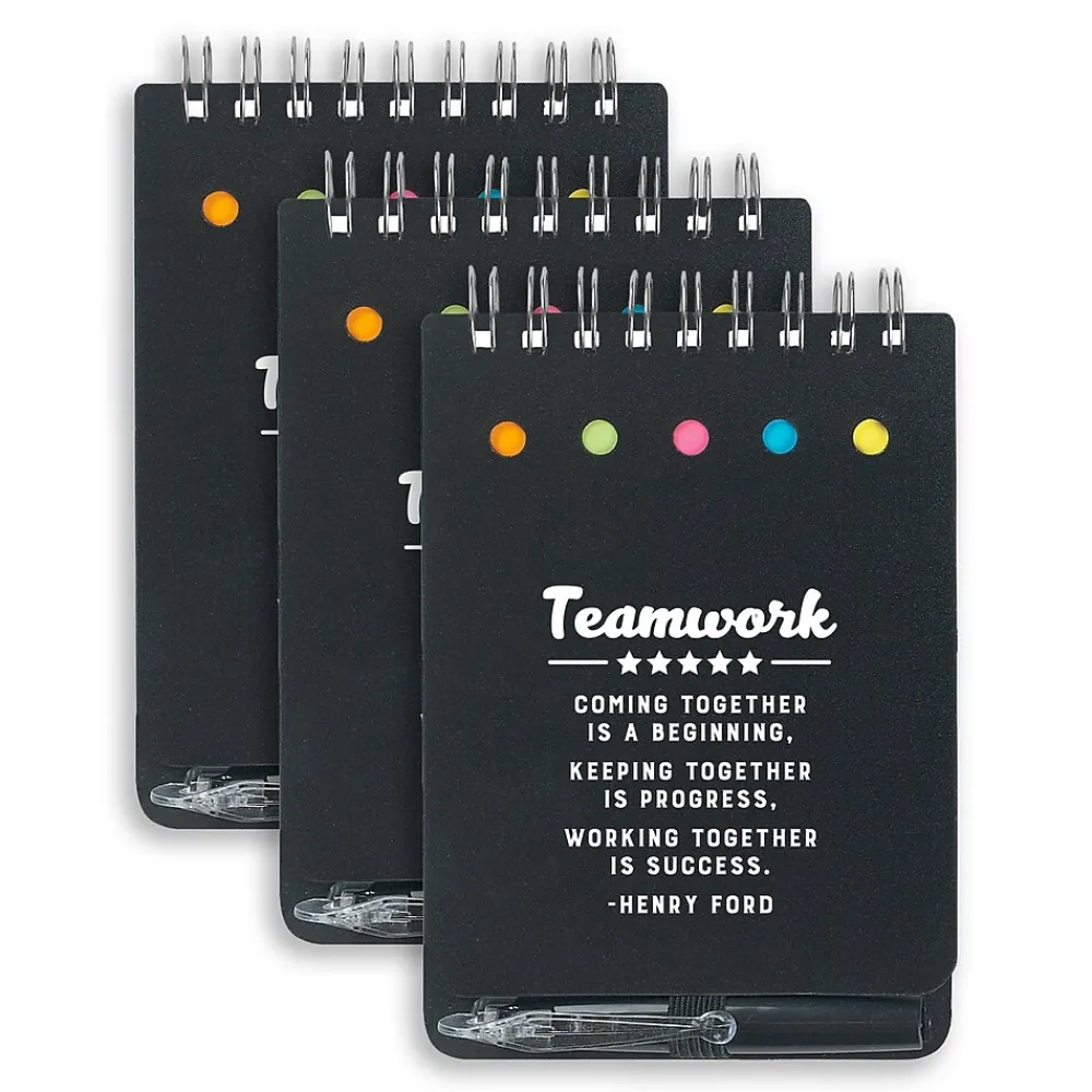 Journals|Baudville Teamwork Pocket Journal, 3" x 4", Narrow Ruled, 80 Pages, 3/Pack (1399868P331)