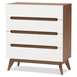 Storage Cabinets*Baxton Studio Calypso 40" High 4-Drawer Chest, White (2633-7500-STPL)