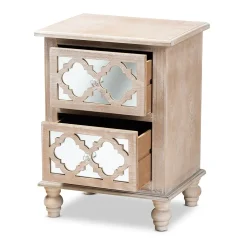 Storage Cabinets*Baxton Studio Celia 26.38" High 2-Drawer Nightstand, Natural and Mirror (162-10263-HiT)