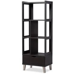 Bookcases*Baxton Studio Kalien 23.01'' W x 15.21'' D Bookshelf, Dark Brown (6465-STPL)