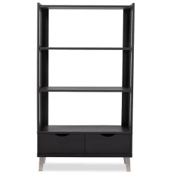 Bookcases*Baxton Studio Kalien 35.1'' W x 15.21'' D Bookshelf, Dark Brown (6467-STPL)