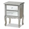 Storage Cabinets*Baxton Studio Leonie 24.21" High 2-Drawer Nightstand, Silver and Mirror (162-10266-HiT)