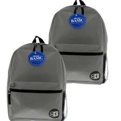 Bazic Basic Laptop Backpack, Medium, Gray, 2/Pack (BAZ1041-2)