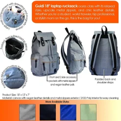 Bazic Guidi Canvas Laptop Backpack, Large, Green (1118)