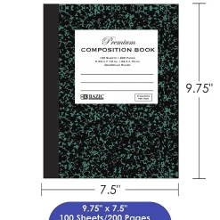Composition Notebooks|Bazic 1-Subject Composition Notebooks, Quad-Ruled, 100 Sheets, Multicolor, 6/Bundle (BAZ5052-6)