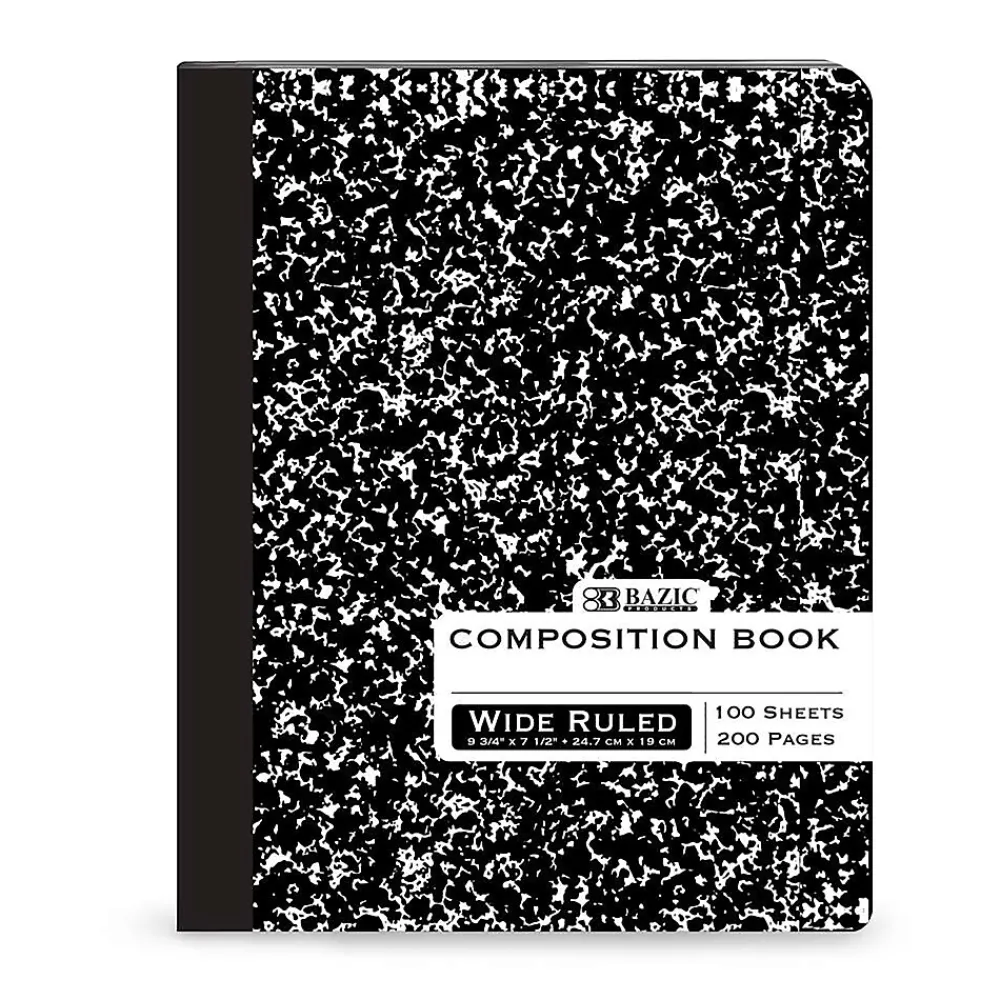 Composition Notebooks|Bazic 1-Subject Composition Notebooks, Wide Ruled, 100 Sheets, Multicolor, 6/Bundle (BAZ508-6)